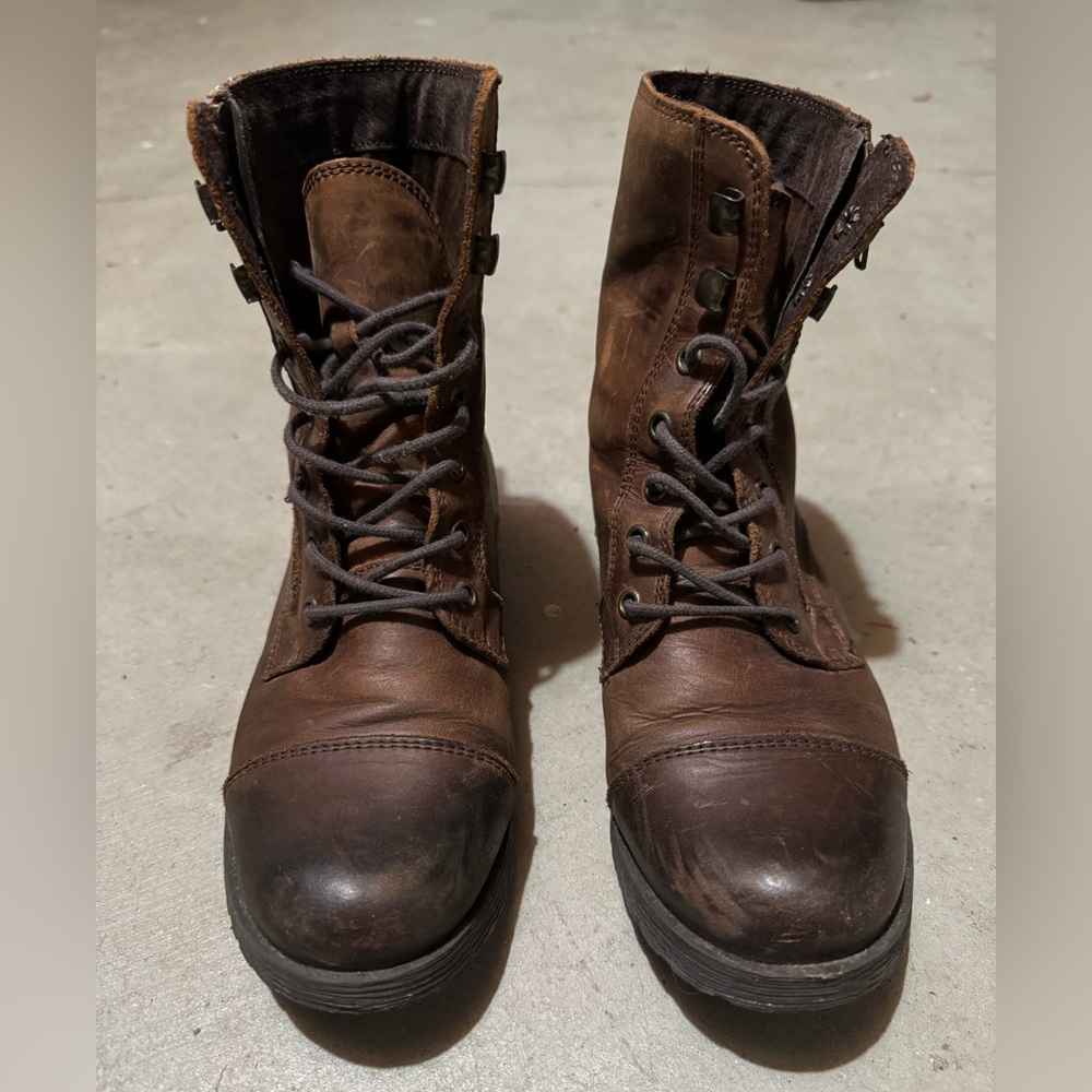 Aldo Dark Brown Leather Combat Boots